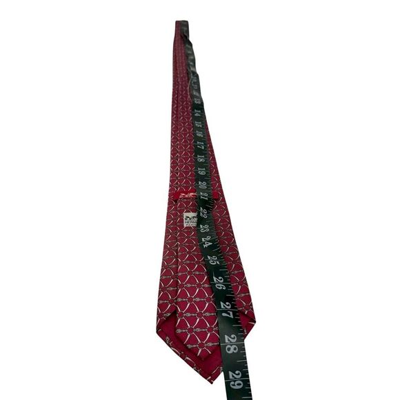 Hermes Paris Men's Maroon Buckle Pattern 100% Silk Neck Tie One Size - Picture 4 of 7